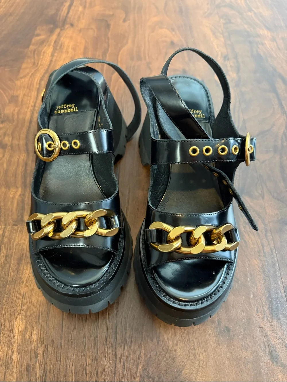 Jeffrey Campbell Claire Chain Platform Sandals Black